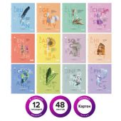 Тетради предметные со справочным материалом, КОМПЛЕКТ 12 ПРЕДМЕТОВ, 48 л., обложка картон, BRAUBERG, "VISION", 404323