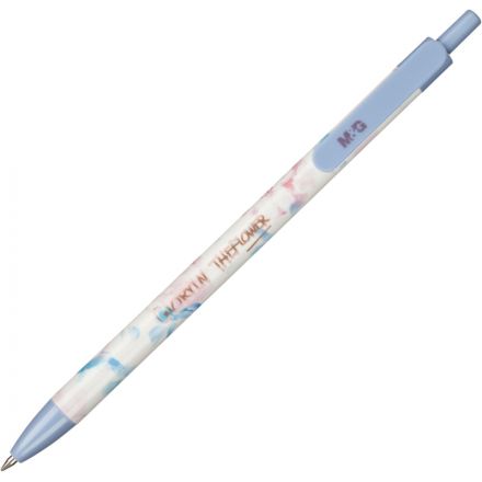 Ручка шариковая автоматическая M&G Sakura Time, д.ш.0,5мм,син,масл, ассорт