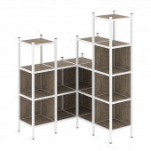 Loft Угловой внутренний стеллаж наборный VR.L-39 Тиквуд тёмный/Белый металл 1278*1278*1869