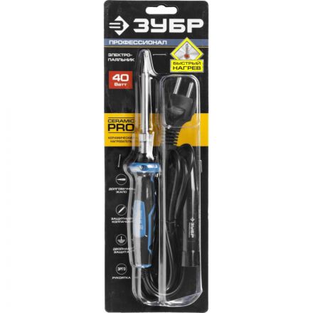 Паяльник ЗУБР Ceramic PRO, 40Вт, конус, керамич.нагреватель (55413-40)