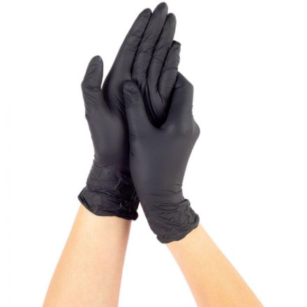 Перчатки PACLAN одноразовые нитрил неопудренные черные р-р M 100шт/уп, ПС