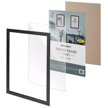 Рамка 30х40 см небьющаяся, КОМПЛЕКТ 2 штуки, багет 21 мм, МДФ, BRAUBERG "Idea", черная, 391395