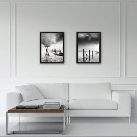 Рамка 30х40 см небьющаяся, КОМПЛЕКТ 2 штуки, багет 21 мм, МДФ, BRAUBERG "Idea", черная, 391395