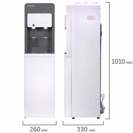 Кулер для воды SONNEN FSC-03AF, напольный, НАГРЕВ/ОХЛАЖДЕНИЕ КОМПРЕССОР, холодильник, 2 крана, 455418