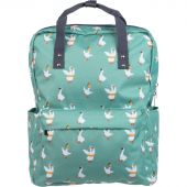 Рюкзак  Квадро Гуси,  зеленый, 1 отд., 3 кармана,37х28х13