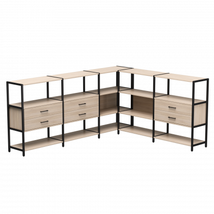 Набор стеллажных систем №15 Everprof EVO 2440x2020x1120 Дуб Соната/Черный