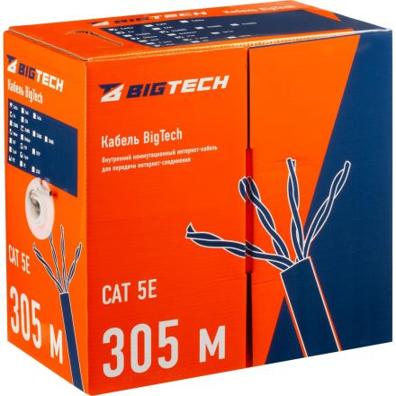 Кабель BigTech BT-CECR-005 медь FTP 4 пары, кат.5e AWG24 PVC 305м сер