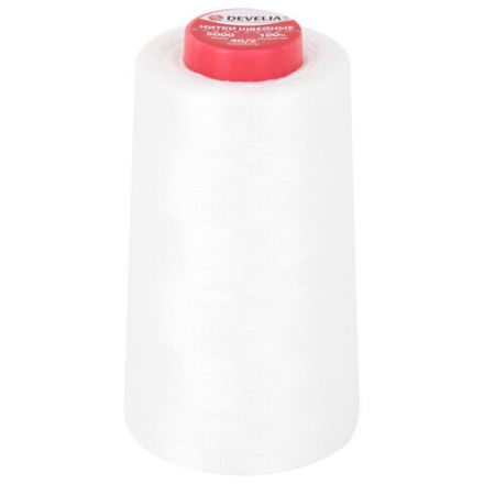 Нитки швейные 40/2 5000 ярд. (4572 м), 1 шт. белые, DEVELIA (Девелиа), 665620