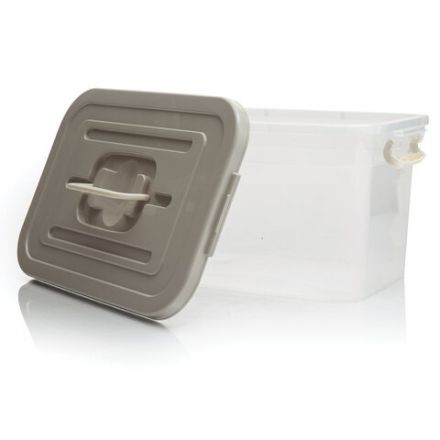 Ящик-контейнер 10 л с КРЫШКОЙ НА ЗАЩЕЛКАХ И РУЧКОЙ, 19х35х23 см, пластик, прозрачный, крышка ассорти, 810, 438100065 Ящик-контейнер 10 л с КРЫШКОЙ НА ЗАЩЕЛКАХ И РУЧКОЙ, 19х35х23 см, пластик, прозрачный, крышка ассорти, 810, 438100065