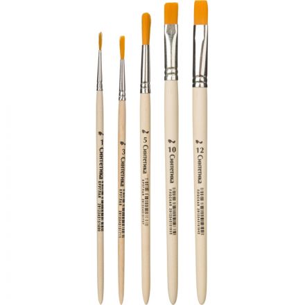 Кисть набор 5 шт. №1 School ColorPics синтетика №1К,3К,5К,10П,12П