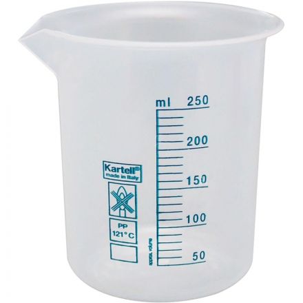 Стакан Мерный стакан 250 мл ПП автоклав. +121С, Kartell 16шт/уп 11000821