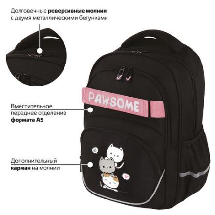 Рюкзак BRAUBERG MOTION, 2 отделения, 3 кармана, "Cat tower", 41х28х17 см, 272033 Рюкзак BRAUBERG MOTION, 2 отделения, 3 кармана, "Cat tower", 41х28х17 см, 272033