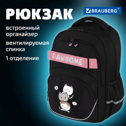 Рюкзак BRAUBERG MOTION, 2 отделения, 3 кармана, "Cat tower", 41х28х17 см, 272033 Рюкзак BRAUBERG MOTION, 2 отделения, 3 кармана, "Cat tower", 41х28х17 см, 272033