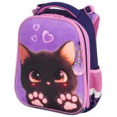 Ранец BRAUBERG PREMIUM, 2 отделения, с брелоком, "Paw prints", велюровая панель, 38х29х16 см, 273098