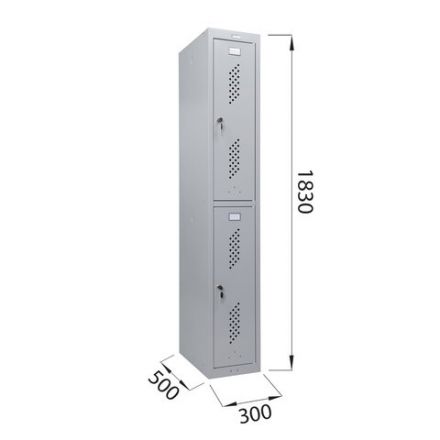 Шкаф металлический для одежды BRABIX "LK 12-30", УСИЛЕННЫЙ, 2 секции, 1830х300х500 мм, 18 кг, 291133, S230BR421102