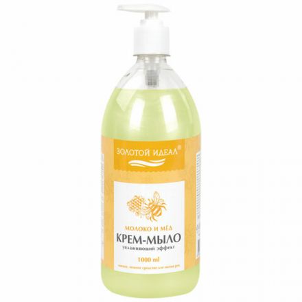 Мыло-крем жидкое 1 л, ЗОЛОТОЙ ИДЕАЛ "Молоко и мёд", дозатор, 609427