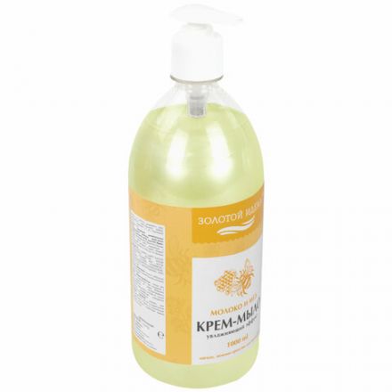 Мыло-крем жидкое 1 л, ЗОЛОТОЙ ИДЕАЛ "Молоко и мёд", дозатор, 609427