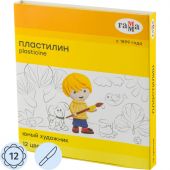 Пластилин классический Гамма Юный художник 12 цветов 168 г со стеком
