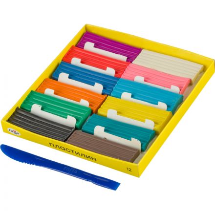 Пластилин классический Гамма Юный художник 12 цветов 168 г со стеком