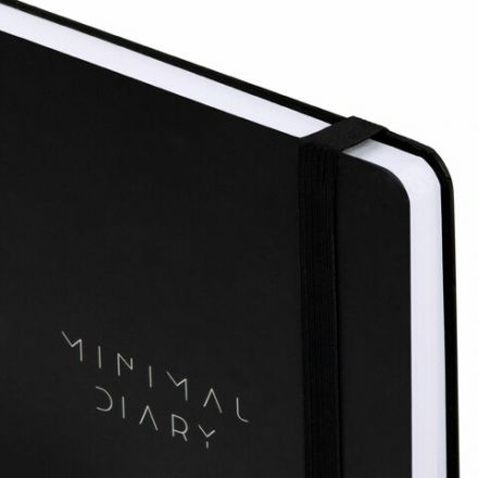 Ежедневник недатированный с резинкой А5 145х203 мм, BRAUBERG, твердый, 128 л., "Minimal", черный, 116284