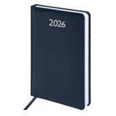 Ежедневник датированный 2026, А5, 138x213 мм, BRAUBERG "Profile", балакрон, синий, 117073