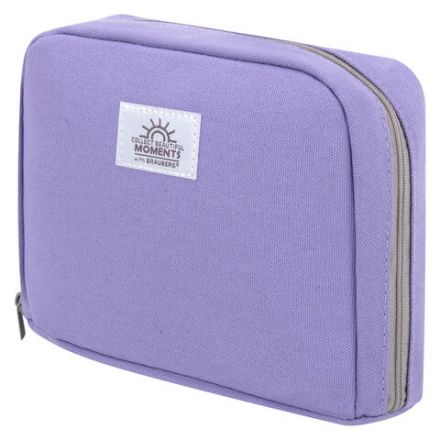 Пенал-органайзер BRAUBERG, 1 отделение, С НАКЛЕЙКАМИ, молния вокруг, канвас, 22x15х6 см, фиолетовый, 273594