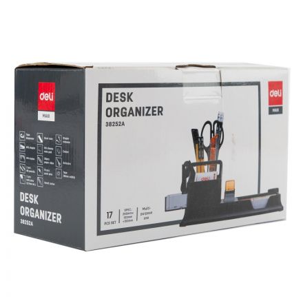 Набор настольный канцелярский Deli E38252A 17 предметов черный/ прозрачный