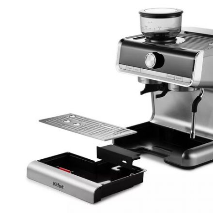 Кофейная станция KITFORT КТ-789, 1550 Вт, объем 2,8 л, для зерен 250 г, ручной капучинатор, серая
