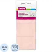 Стикеры Attache 38х51 мм пастельные розовые (3 блока по 100 листов)