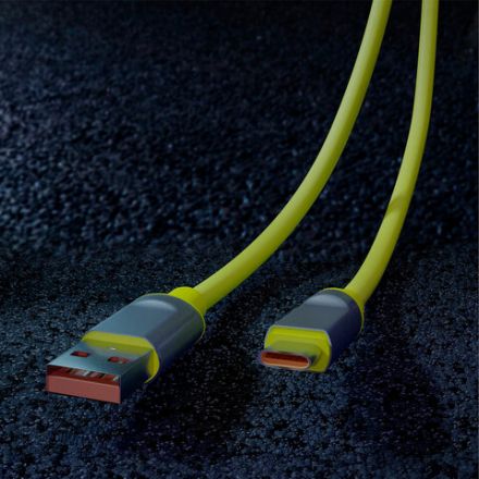 Кабель BOLD USB – Type-C, 1 м, 3 А, SMARTBUY, для быстрой зарядки и передачи данных, толстый, желтый, 18133, 3112BOLD-YELLOW