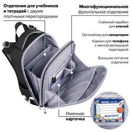 Ранец BRAUBERG PREMIUM, 2 отделения, с брелком, UFO, 38х29х16 см, 227815 Ранец BRAUBERG PREMIUM, 2 отделения, с брелком, UFO, 38х29х16 см, 227815