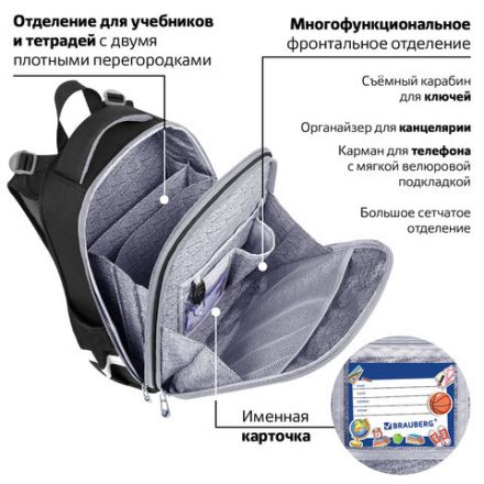 Ранец BRAUBERG PREMIUM, 2 отделения, с брелком, UFO, 38х29х16 см, 227815 Ранец BRAUBERG PREMIUM, 2 отделения, с брелком, UFO, 38х29х16 см, 227815