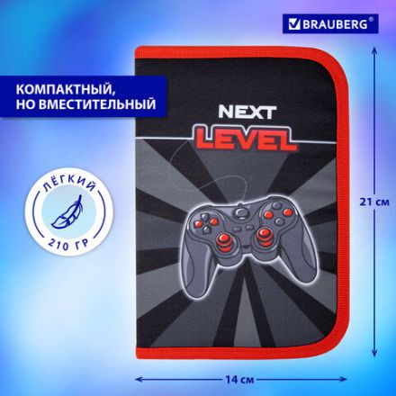 Пенал BRAUBERG, 1 отделение, 1 откидная планка, полиэстер, 21х14 см, "Next level", 270714 Пенал BRAUBERG, 1 отделение, 1 откидная планка, полиэстер, 21х14 см, "Next level", 270714