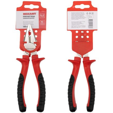 Плоскогубцы комб. 180мм никел., двухкомпонентные рукоятки REXANT 12-4612