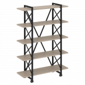 Loft Стеллаж на колесных опорах-5 полок VR.L-MST.K-5.8V Дуб аттик/Чёрный металл 1200*400*1704