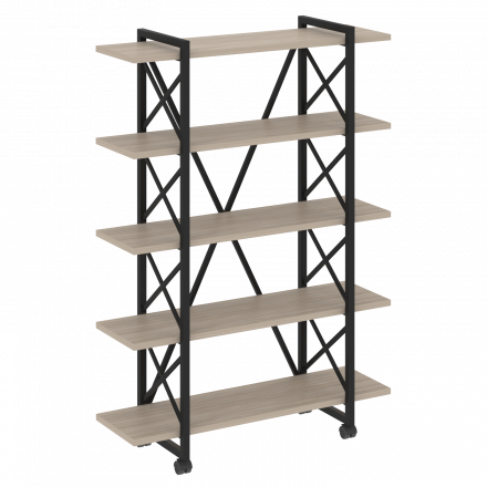 Loft Стеллаж на колесных опорах-5 полок VR.L-MST.K-5.8V Дуб аттик/Чёрный металл 1200*400*1704 Loft Стеллаж на колесных опорах-5 полок VR.L-MST.K-5.8V Дуб аттик/Чёрный металл 1200*400*1704