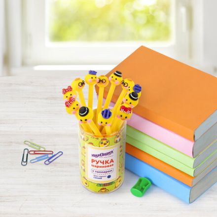 Ручка с топпером шариковая ЮНЛАНДИЯ "Цыпленок", корпус ассорти, СИНЯЯ, пишущий узел 0,7 мм, 143808 Ручка с топпером шариковая ЮНЛАНДИЯ "Цыпленок", корпус ассорти, СИНЯЯ, пишущий узел 0,7 мм, 143808