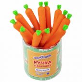 Ручка фигурная шариковая ЮНЛАНДИЯ "Морковка", мягкий силиконовый корпус, СИНЯЯ, пишущий узел 0,7 мм, 143778
