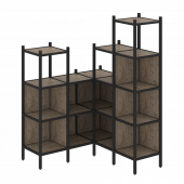 Loft Угловой внутренний стеллаж наборный VR.L-39 Тиквуд тёмный/Чёрный металл 1278*1278*1869