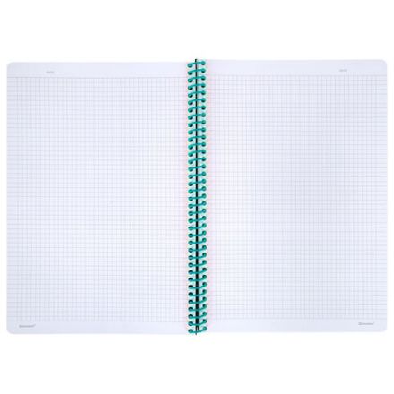 Тетрадь обложка пластик, А4 80 л., спираль пластик, резинка, клетка, BRAUBERG, черный/синий, 405381