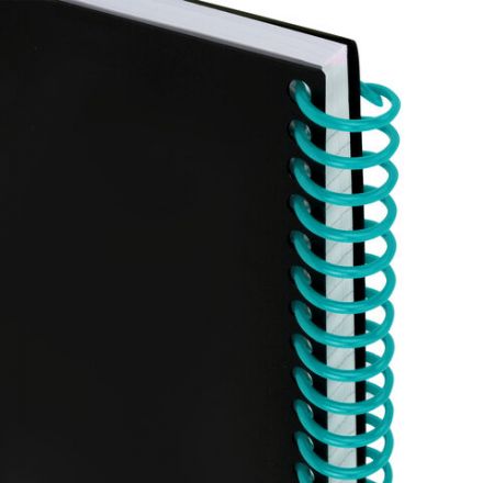 Тетрадь обложка пластик, А4 80 л., спираль пластик, резинка, клетка, BRAUBERG, черный/синий, 405381