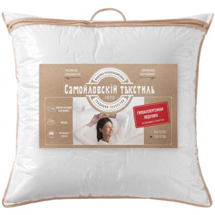 Подушка , 70х70см, (Полиэстер/Полиэстер), 650г, Белая ветка