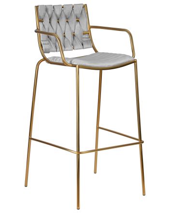Стул барный DOBRIN MILLER GOLD, светло-серый велюр (135-37) Стул барный DOBRIN MILLER GOLD, светло-серый велюр (135-37)