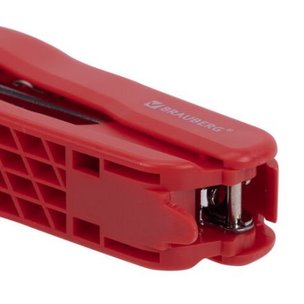 Степлер №10 BRAUBERG "SX-19", до 12 листов, с антистеплером, красный, 228589