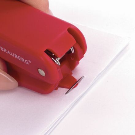 Степлер №10 BRAUBERG "SX-19", до 12 листов, с антистеплером, красный, 228589