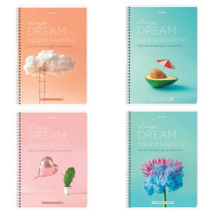 Тетрадь А4, 80 л., BRAUBERG, гребень, клетка, обложка картон, "Dream", 404049 Тетрадь А4, 80 л., BRAUBERG, гребень, клетка, обложка картон, "Dream", 404049