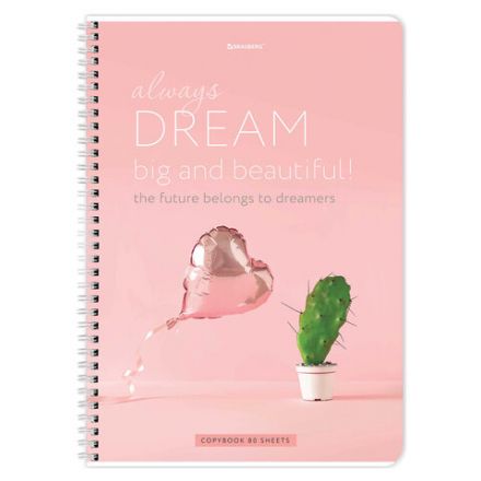 Тетрадь А4, 80 л., BRAUBERG, гребень, клетка, обложка картон, "Dream", 404049 Тетрадь А4, 80 л., BRAUBERG, гребень, клетка, обложка картон, "Dream", 404049