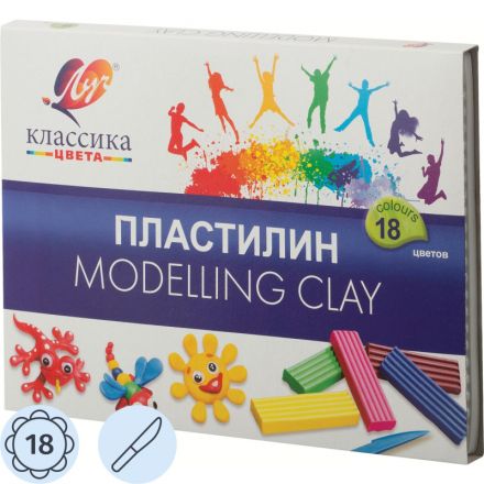 Пластилин классический Луч Классика 18 цветов 360 г со стеком