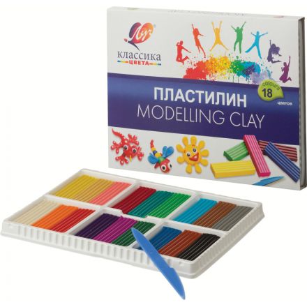 Пластилин классический Луч Классика 18 цветов 360 г со стеком