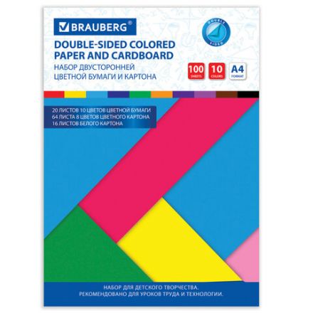 Набор картона и бумаги А4 ТОНИРОВАННЫЕ (белый 16 л., цветной 64 л., бумага 20 л.), BRAUBERG, 115091 Набор картона и бумаги А4 ТОНИРОВАННЫЕ (белый 16 л., цветной 64 л., бумага 20 л.), BRAUBERG, 115091